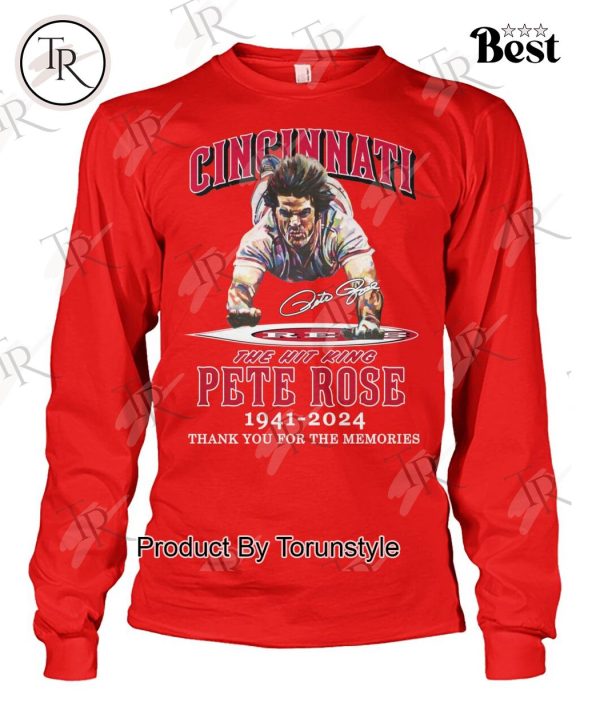 Cincinnati The Hit King Pete Rose 1941-2024 Thank You For The Memories T-Shirt