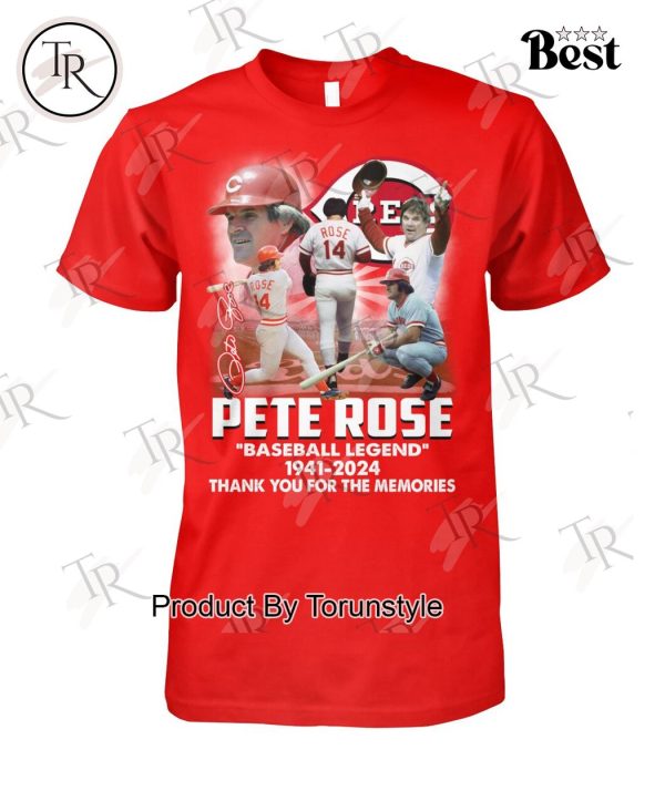 Pete Rose Baseball Legend 1941-2024 Thank You For The Memories T-Shirt