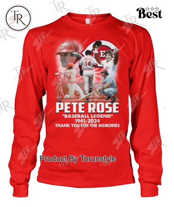 Pete Rose Baseball Legend 1941-2024 Thank You For The Memories T-Shirt