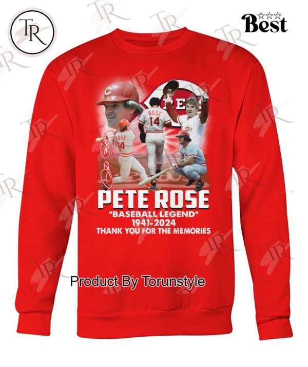 Pete Rose Baseball Legend 1941-2024 Thank You For The Memories T-Shirt