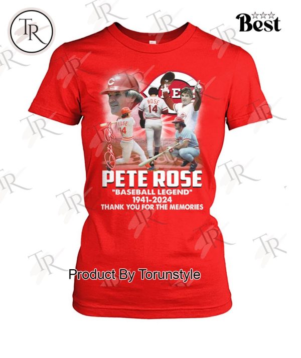 Pete Rose Baseball Legend 1941-2024 Thank You For The Memories T-Shirt