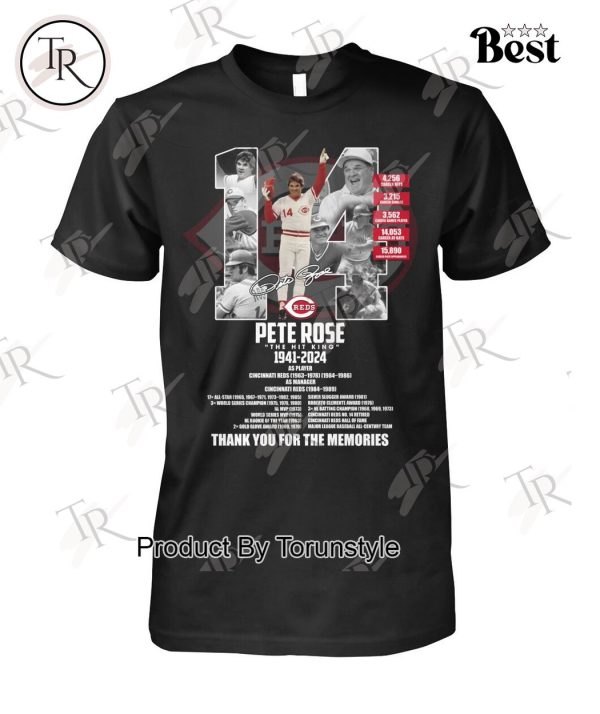 Pete Rose The Hit King 1941-2024 Thank You For The Memories T-Shirt