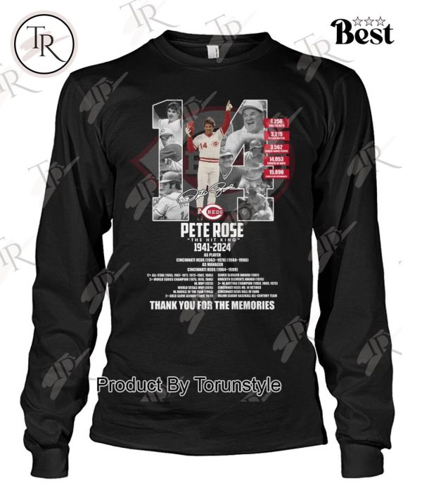 Pete Rose The Hit King 1941-2024 Thank You For The Memories T-Shirt