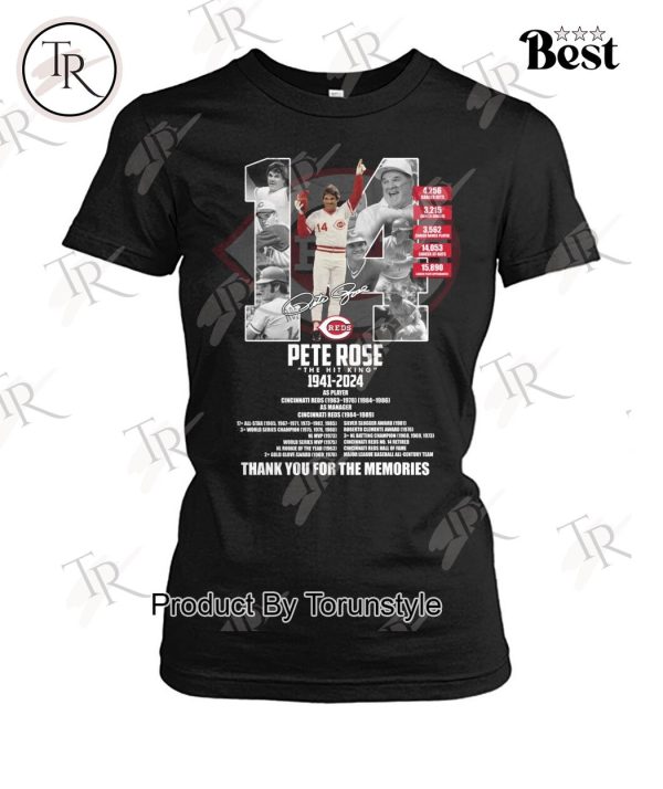 Pete Rose The Hit King 1941-2024 Thank You For The Memories T-Shirt