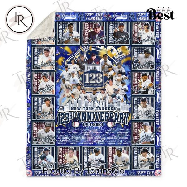 New York Yankees 123rd Anniversary 1901-2024 Fleece Blanket