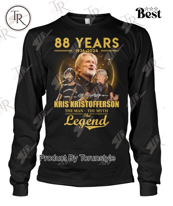 88 Years 1936-2024 Kris Kristofferson The Man The Myth The Legend T-Shirt