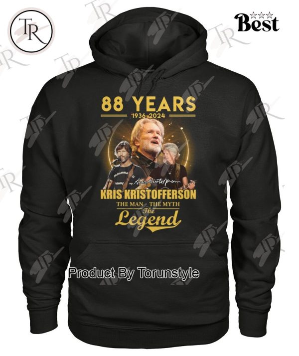 88 Years 1936-2024 Kris Kristofferson The Man The Myth The Legend T-Shirt