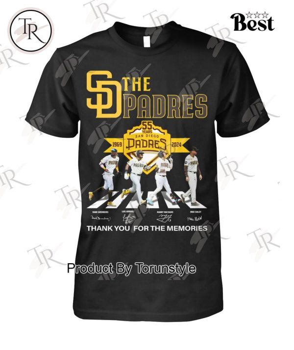 San Diego Padres 55 Year Of 1969-2025 Thank You For The Memories T-Shirt