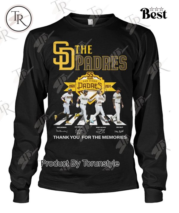 San Diego Padres 55 Year Of 1969-2025 Thank You For The Memories T-Shirt