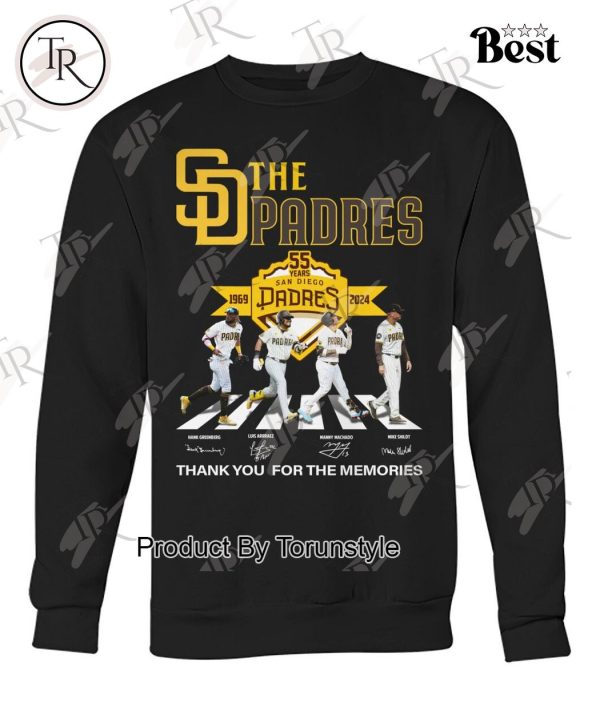 San Diego Padres 55 Year Of 1969-2025 Thank You For The Memories T-Shirt