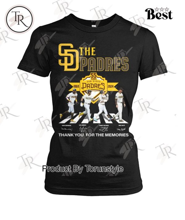 San Diego Padres 55 Year Of 1969-2025 Thank You For The Memories T-Shirt