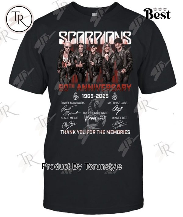 Scorpions Coming 60th Anniversary 1965-2025 Thank You For The Memories T-Shirt