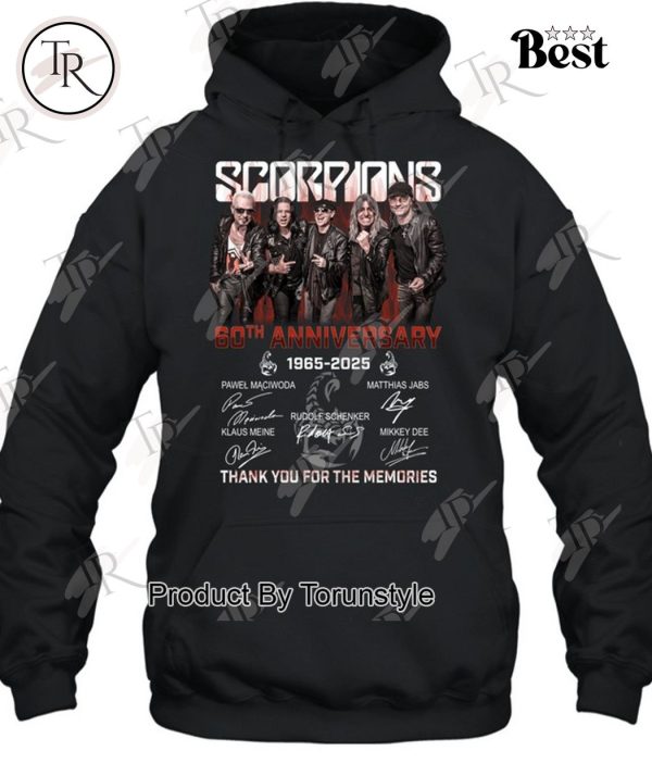 Scorpions Coming 60th Anniversary 1965-2025 Thank You For The Memories T-Shirt