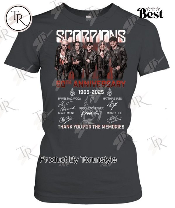 Scorpions Coming 60th Anniversary 1965-2025 Thank You For The Memories T-Shirt