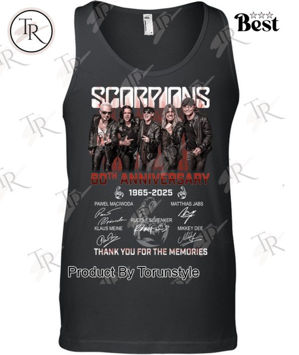 Scorpions Coming 60th Anniversary 1965-2025 Thank You For The Memories T-Shirt