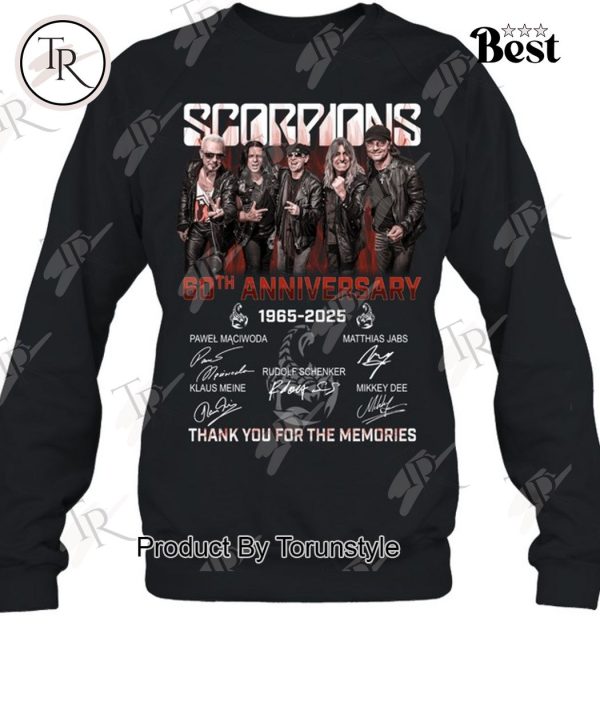 Scorpions Coming 60th Anniversary 1965-2025 Thank You For The Memories T-Shirt