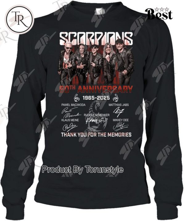 Scorpions Coming 60th Anniversary 1965-2025 Thank You For The Memories T-Shirt