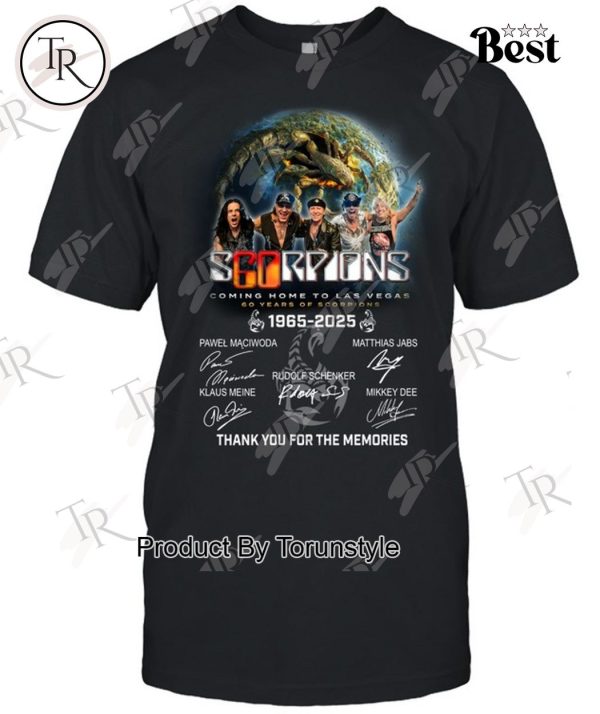 Scorpions Coming Home To Las Vegas 60 Years Of 1965-2025 Thank You For The Memories T-Shirt