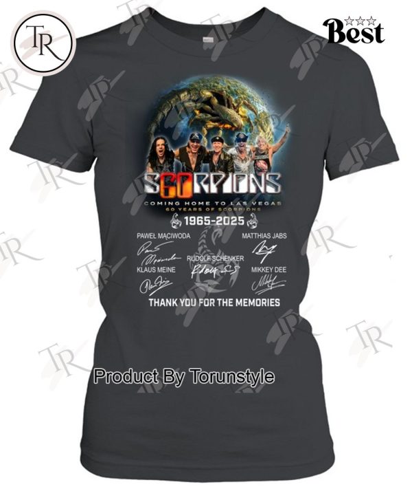 Scorpions Coming Home To Las Vegas 60 Years Of 1965-2025 Thank You For The Memories T-Shirt