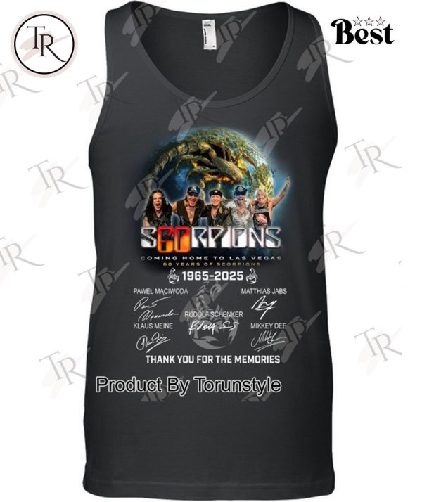 Scorpions Coming Home To Las Vegas 60 Years Of 1965-2025 Thank You For The Memories T-Shirt