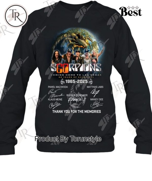 Scorpions Coming Home To Las Vegas 60 Years Of 1965-2025 Thank You For The Memories T-Shirt