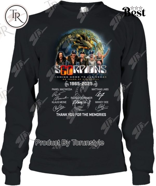 Scorpions Coming Home To Las Vegas 60 Years Of 1965-2025 Thank You For The Memories T-Shirt