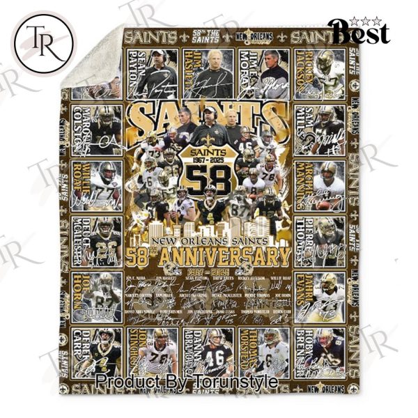 New Orleans Saints 58th Anniversary 1967-2025 Fleece Blanket