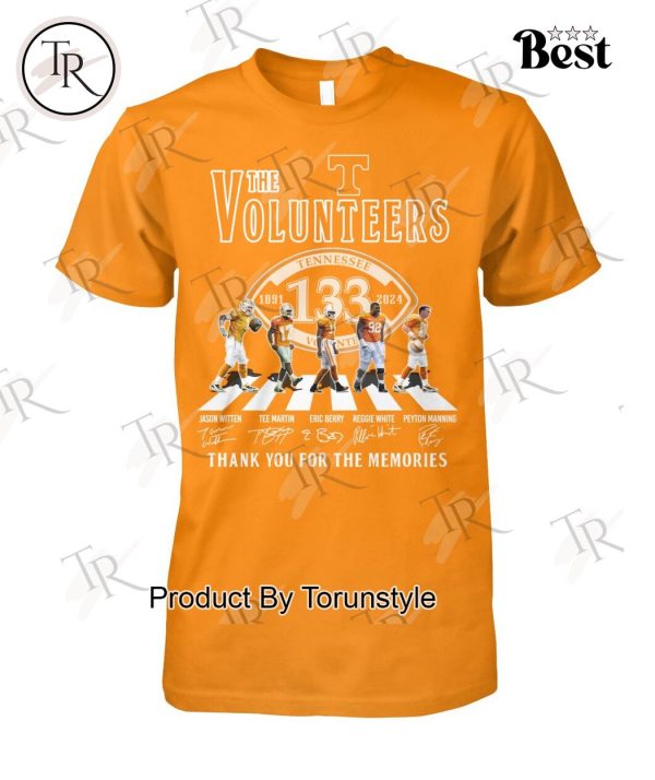 Volunteers Tennessee 133th Anniversary 1891-2024 Thank You For The Memories T-Shirt