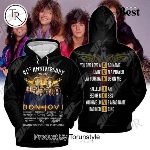 41st Anniversary 1983-2024 Bon Jovi Thank You For The Memories Hoodie