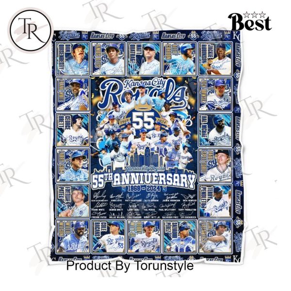 Kansas City Royals 55th Anniversary 1969-2024 Fleece Blanket