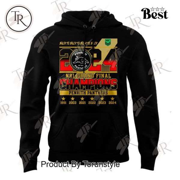 Back To Back To Back To Back 2024 NRL Grand Final Champions Penrith Panthers Hoodie