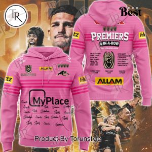 Penrith Panthers 4 In A Row 2021 2022 2023 2024 Grand Final Champions Hoodie – Pink