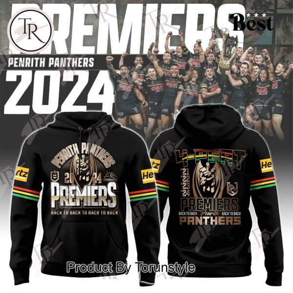 Penrith Panthers 4-Peat 2021 2022 2023 2024 Premiers Back To Back To Back To Back Premiers Hoodie