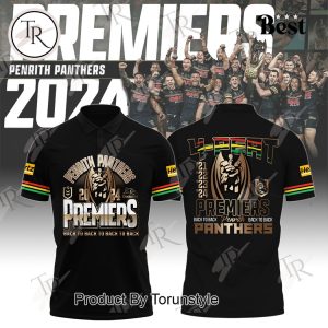 Penrith Panthers 4-Peat 2021 2022 2023 2024 Premiers Back To Back To Back To Back Premiers Polo Shirt