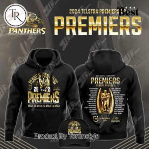 Penrith Panthers 2024 Telstra Premiership Back To Back To Back To Back Hoodie, Longpants, Cap