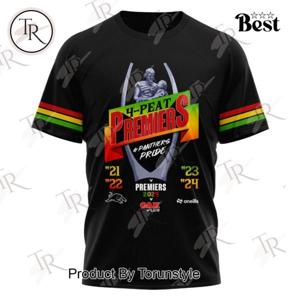 2024 National Ruby League Premiers Penrith Panthers 4-Peat T-Shirt