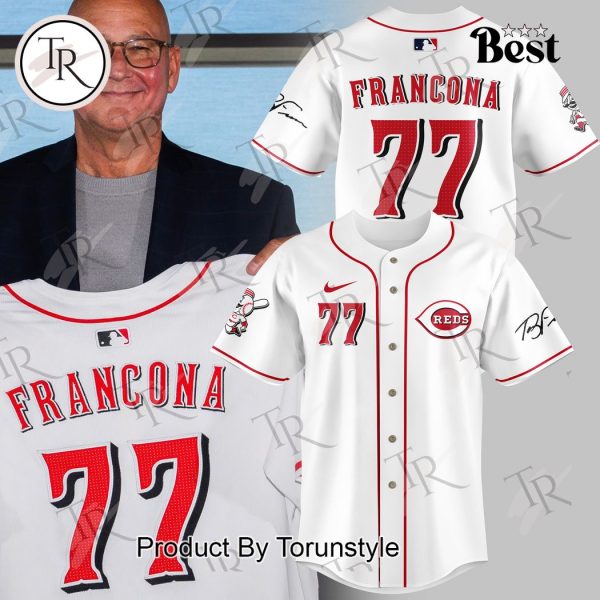 Terry Francona Cincinnati Reds Signature Baseball Jersey – White