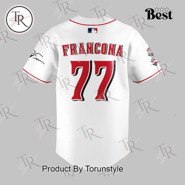 Terry Francona Cincinnati Reds Signature Baseball Jersey – White