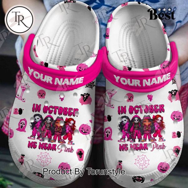 Custom Name Horror Movies In October We Wear Pink Crocs