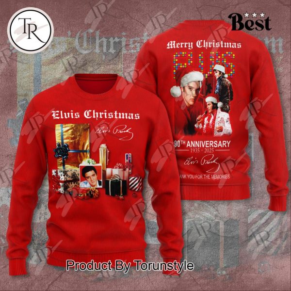 Elvis Presley Merry 90th Anniversary 1935-2025 Thank You For The Memories Hoodie