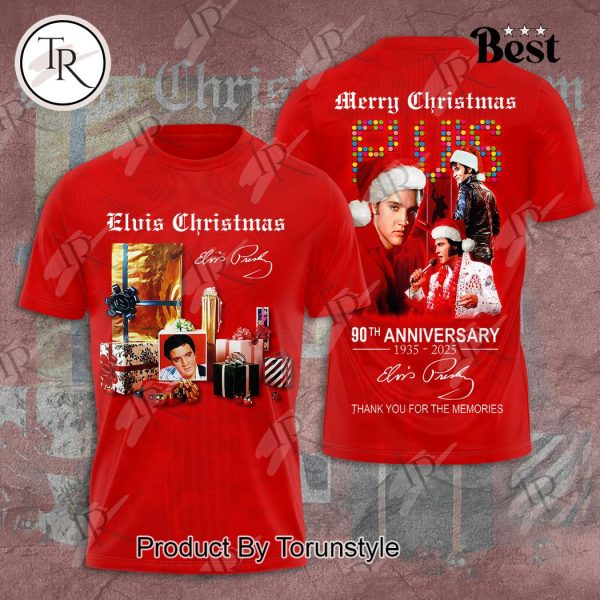 Elvis Presley Merry 90th Anniversary 1935-2025 Thank You For The Memories Hoodie