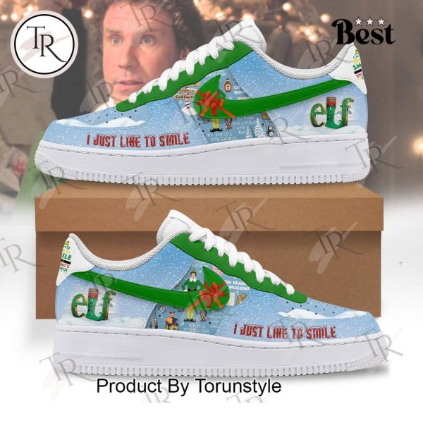 Elf I Just Like To Smile Air Force 1 Sneakers