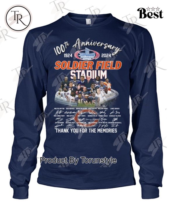 100th Anniversary 1924-2024 Soldier Field Stadium Thank You For The Memories T-Shirt