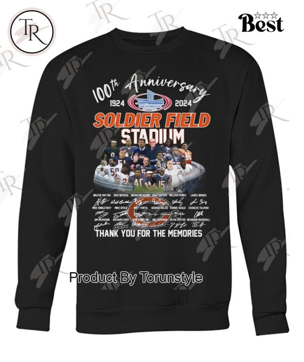 100th Anniversary 1924-2024 Soldier Field Stadium Thank You For The Memories T-Shirt