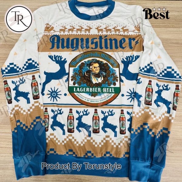 Augustiner Lagerbier Hell Christmas Sweater – Ugly Beer Sweater for Holiday Parties – Bavarian Festive Knitwear