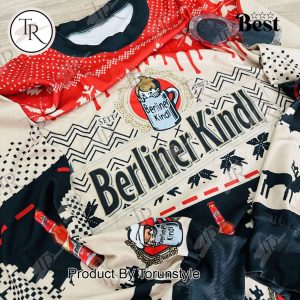 Berliner Kindl Christmas Sweater – Festive Ugly Sweater with Beer Bottles & Snowflakes, Holiday Knit for Men and Women