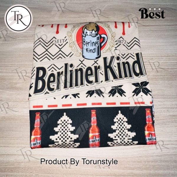 Berliner Kindl Christmas Sweater – Festive Ugly Sweater with Beer Bottles & Snowflakes, Holiday Knit for Men and Women