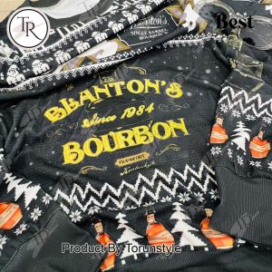 Blanton’s Bourbon Christmas Sweater – Festive Ugly Sweater with Reindeer & Bourbon Bottles, Holiday Knit for Men and Women