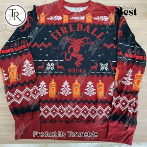 Fireball Whisky Ugly Christmas Sweater – Red Hot Festive Sweater for Holiday Parties