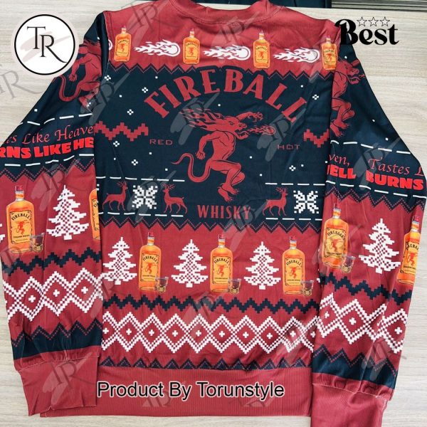 Fireball Whisky Ugly Christmas Sweater – Red Hot Festive Sweater for Holiday Parties